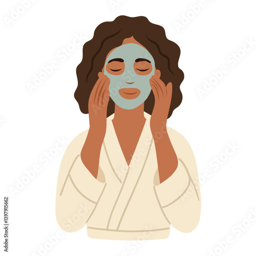 Woman applying a face mask during skincare routine.