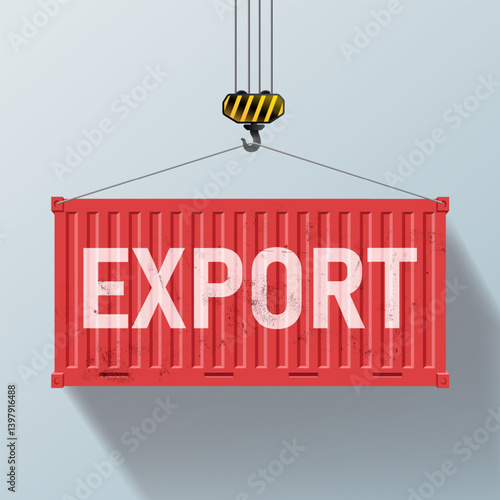 Red cargo containers with export delivery. Large metal 20 ft containers for transportation. Delivery of cargo shipping. Vector containers isolated on white background.