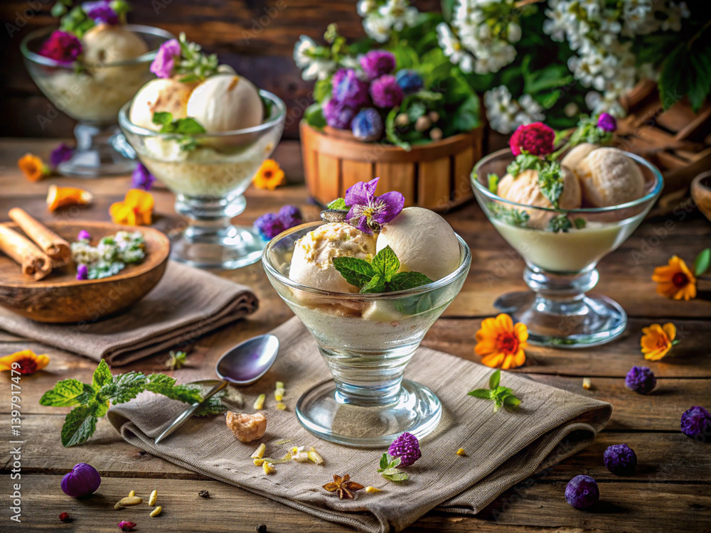 Fototapeta premium Sobremesa Ice Cream Delight A Sweet Culinary Moment