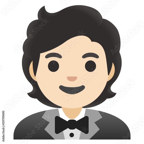 Man in Tuxedo: Curly Hair Emoji
