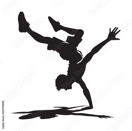Silhouettes of parkour sports player vector.