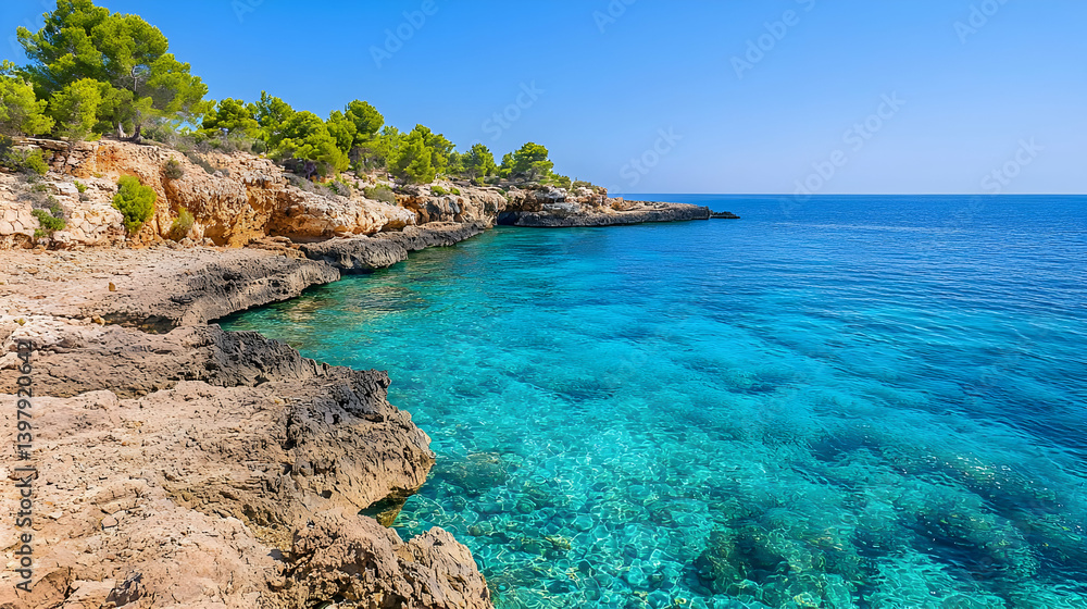 Fototapeta premium Coastal Rocks And Turquoise Water