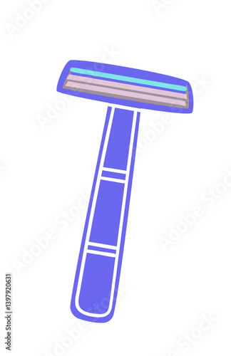 Disposable plastic razor. Personal hygiene items. vector clip art isolated on transparent background.