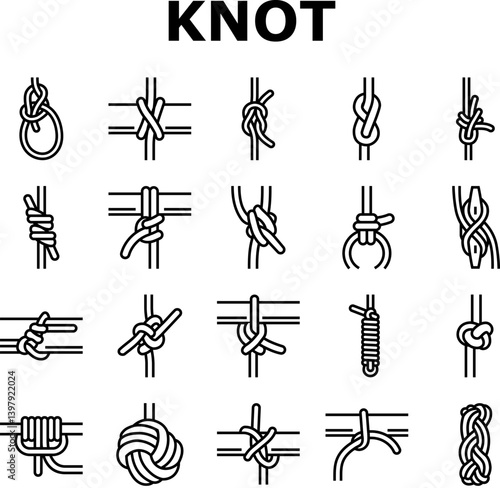 nautical knot rope marine icons set vector