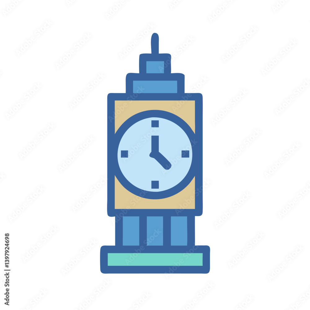 Stylish Tower Clock Graphic Stylish Tower Clock Graphic