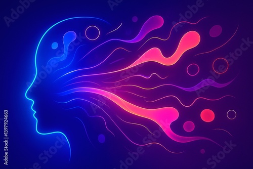 Abstract Creative Mind with Flowing Ideas