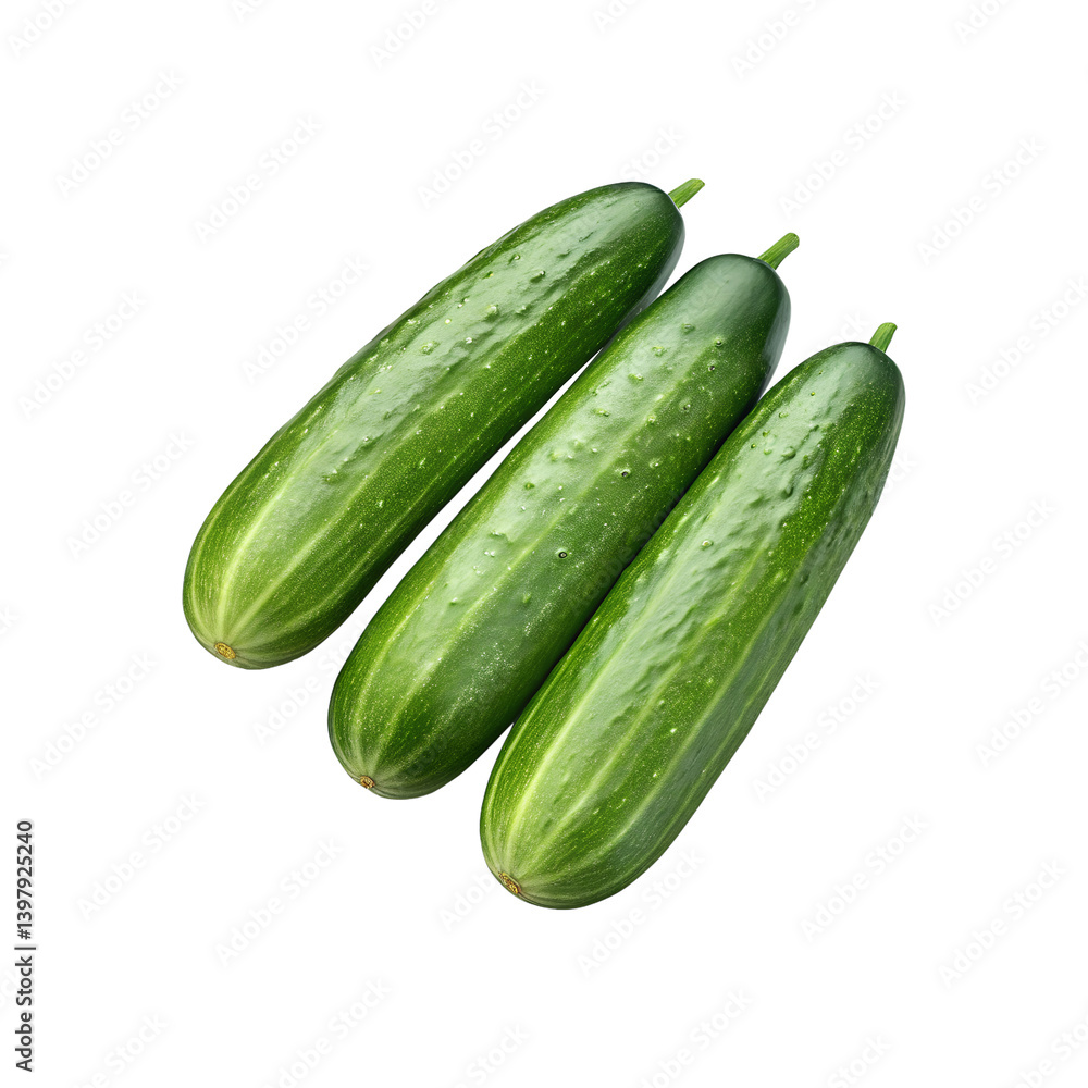 Fresh Green Cucumbers Isolated on Transparent Background Fresh Green Cucumbers Isolated on Transparent Background