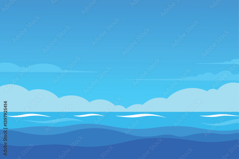 blue sky and sea vector icon blue sky and sea vector icon