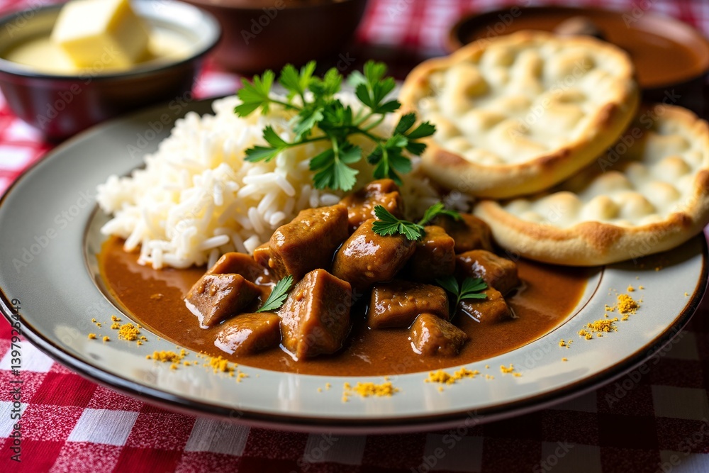 Goat Curry Dish Scene Goat Curry Dish Scene