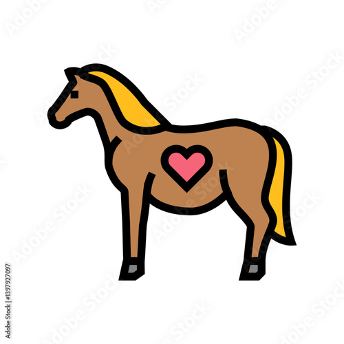 pregnant mare horse breeding color icon vector illustration