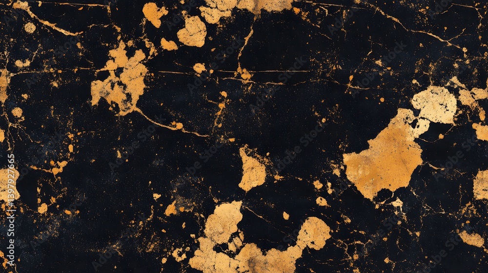 Obraz premium A dark background with golden speckles and marbled patterns.