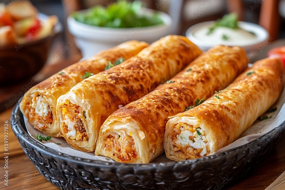 Fried Wraps Restaurant Meal Fried Wraps Restaurant Meal