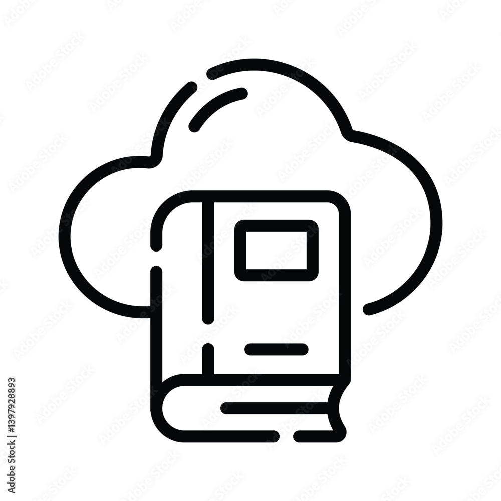A handy icon of cloud book designed in line style A handy icon of cloud book designed in line style
