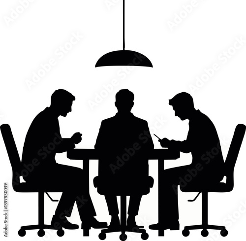 illustration of silhouette business miting room