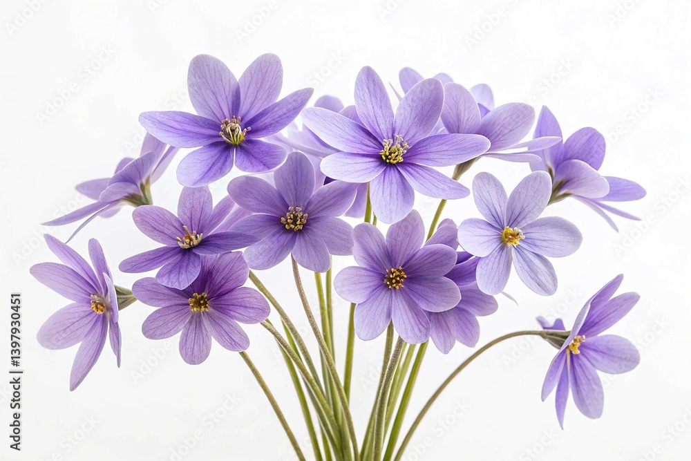 Obraz premium Bouquet of violets flowers isolated on white background