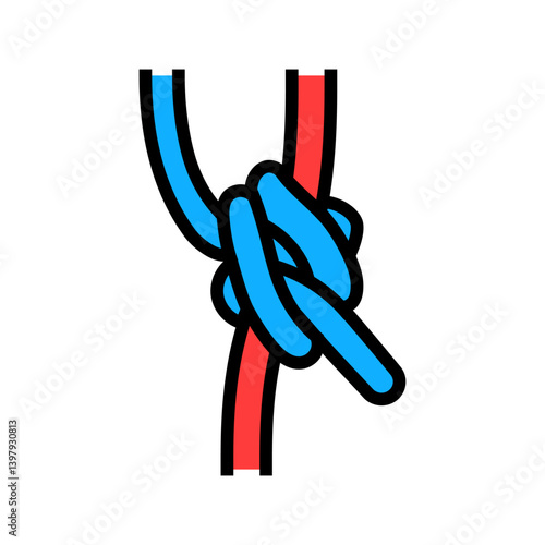 rolling hitch nautical knot color icon vector illustration