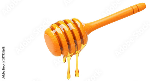 Konstfotografi Isolated Honey Dipper with Dripping Honey