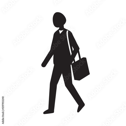 Urban commuting person walking silhouette
