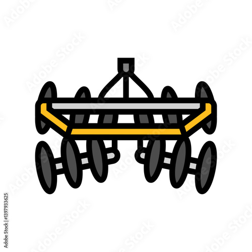 disc harrow tractor color icon vector illustration