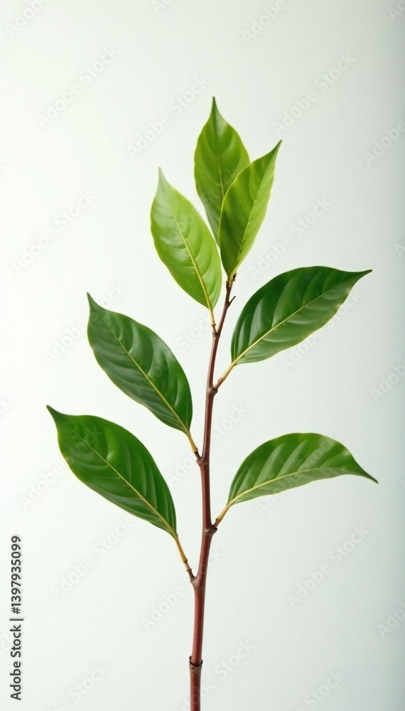 Fototapeta premium Single branch on white background in studio lighting, branch, light