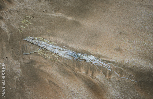 Obraz na płótnie Plastic garbage environmental pollution on a sandy tropical beach w salonie