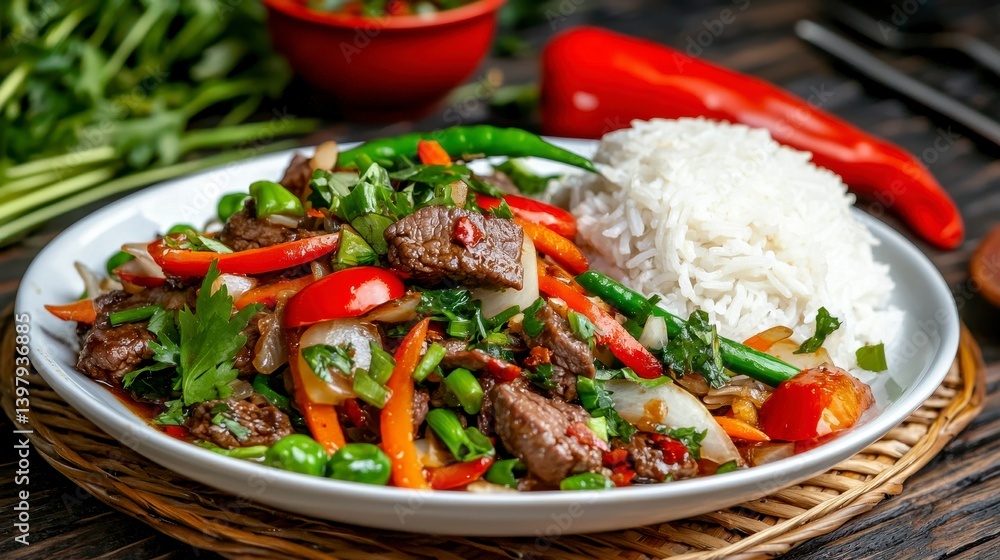 Beef Stir Fry with Jasmine Rice and Mixed Vegetables Beef Stir Fry with Jasmine Rice and Mixed Vegetables