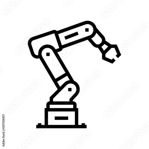 industrial robot arm industry 5 line icon vector illustration