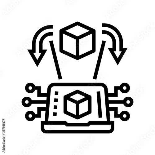 digital twin technology industry 5 line icon vector illustration