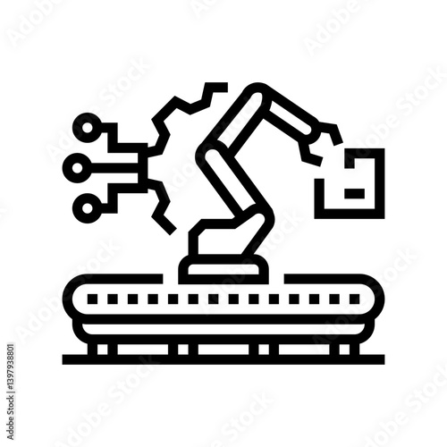 cyber physical systems industry 5 line icon vector illustration