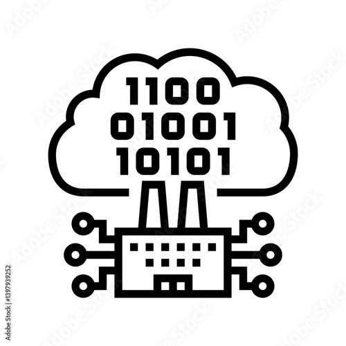 cloud computing industry 5 line icon vector illustration
