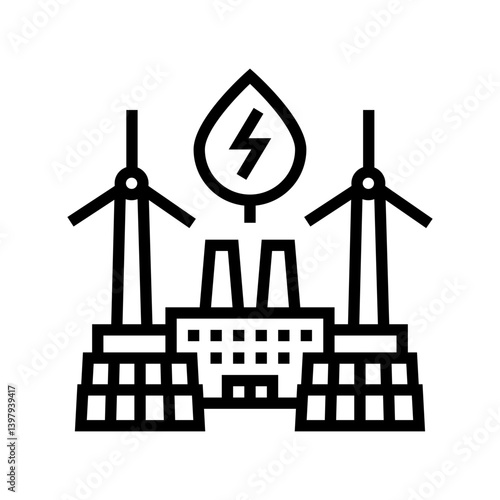 green energy integration industry 5 line icon vector illustration