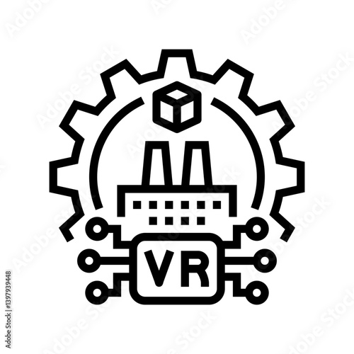 virtual reality vr manufacturing line icon vector illustration
