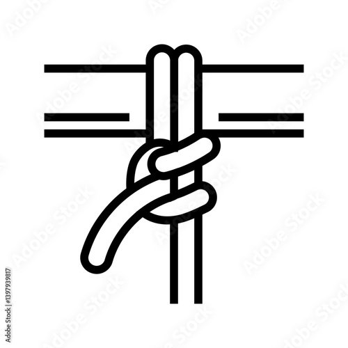 round turn and two half hitches line icon vector illustration