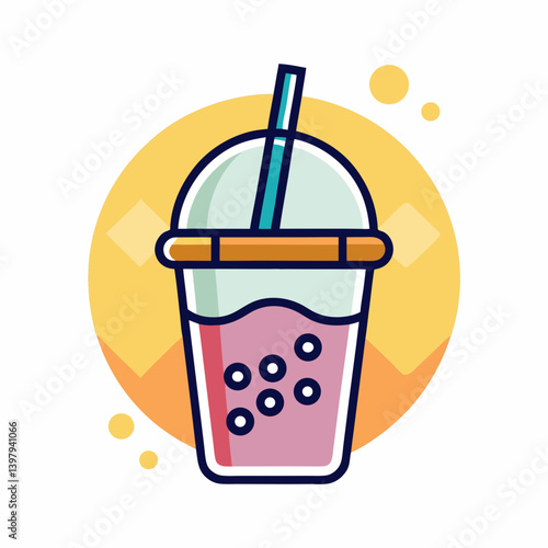 AI-generated bubble tea line icon vector, perfect for print, digital art, and design projects.









