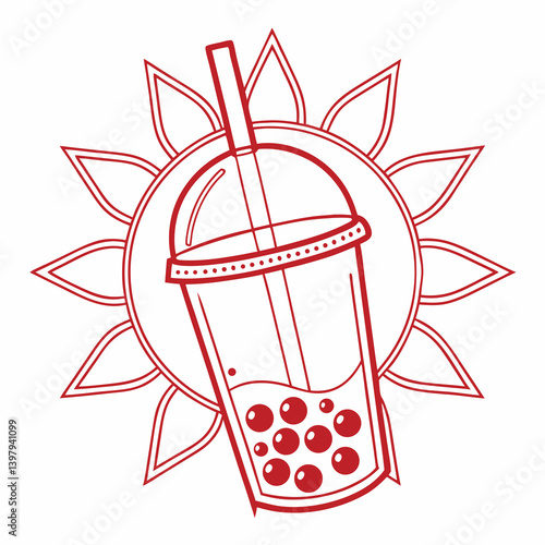 AI-generated bubble tea line icon vector, perfect for print, digital art, and design projects.








