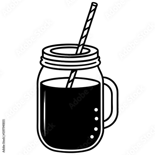 AI-generated mason jar drink line art – perfect for print, decor, or digital design projects.