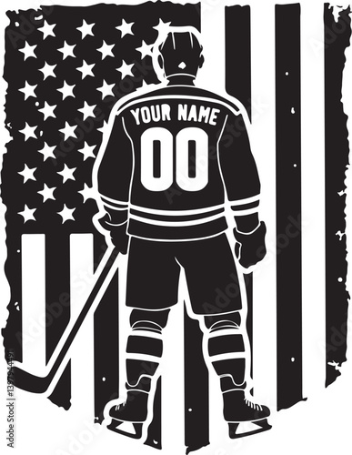  Ice Hockey Player with Stick and Puck Silhouette vector