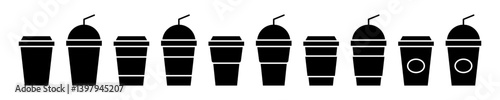 Vector isolated Beverage Cup icon set in black fill