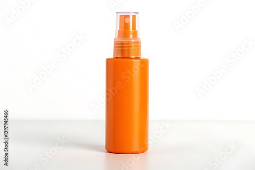 Orange spray bottle, symbolizing practicality and cleanliness.Cleaning solutions or other useful liquids.