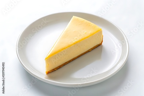 Cheesecake slice, symbolizing comfort and indulgence. Classic dessert enjoyed special moments or simply as a treat.