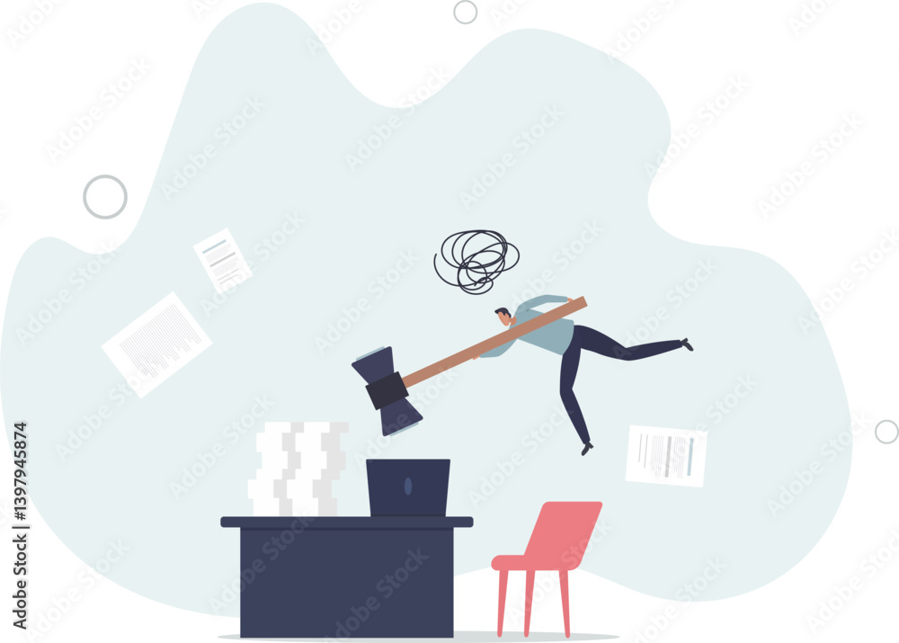 Frustration and chaos from computer problem or tech failure, stressful or anxiety from overworked or disappointment and mistake concept.flat character life . Frustration and chaos from computer problem or tech failure, stressful or anxiety from overworked or disappointment and mistake concept.flat character life .