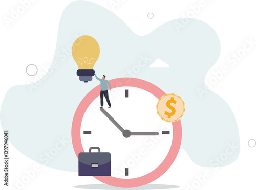 Turn back time to change or fix mistake, inevitable failure or urgency closed to deadline concept.flat character life .