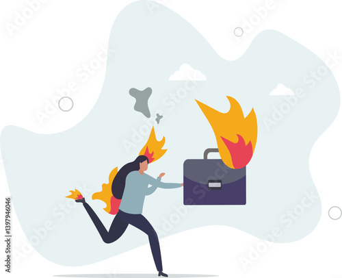Business deadline, rush hour situation or in hurry to complete work concept.flat character life .
