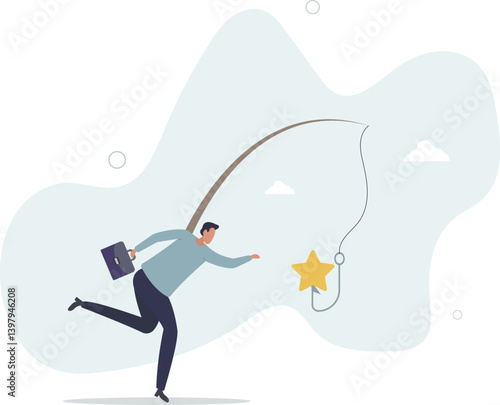 Motivation to success, incentive or reward to motivate employee, chasing for reward or work success, aspiration concept.flat character life .