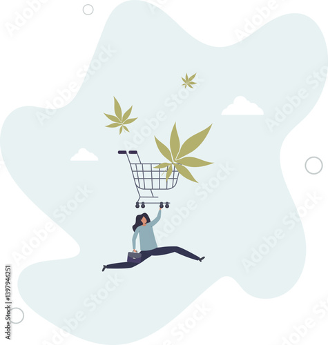 Purchasing cannabis CBD or buying marijuana for medical concept.flat character life .