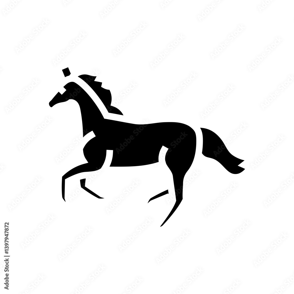 Fototapeta premium galloping horse breeding glyph icon vector illustration