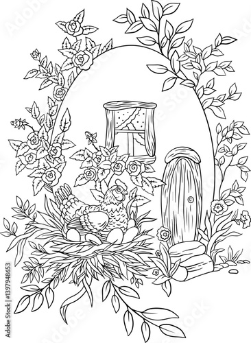 Easter egg chicken coloring book