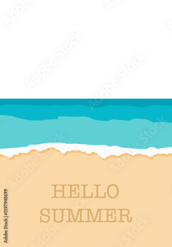 Vector flat illustration. Poster with sea and beach. Relaxation concept. Perfect for summer sales.