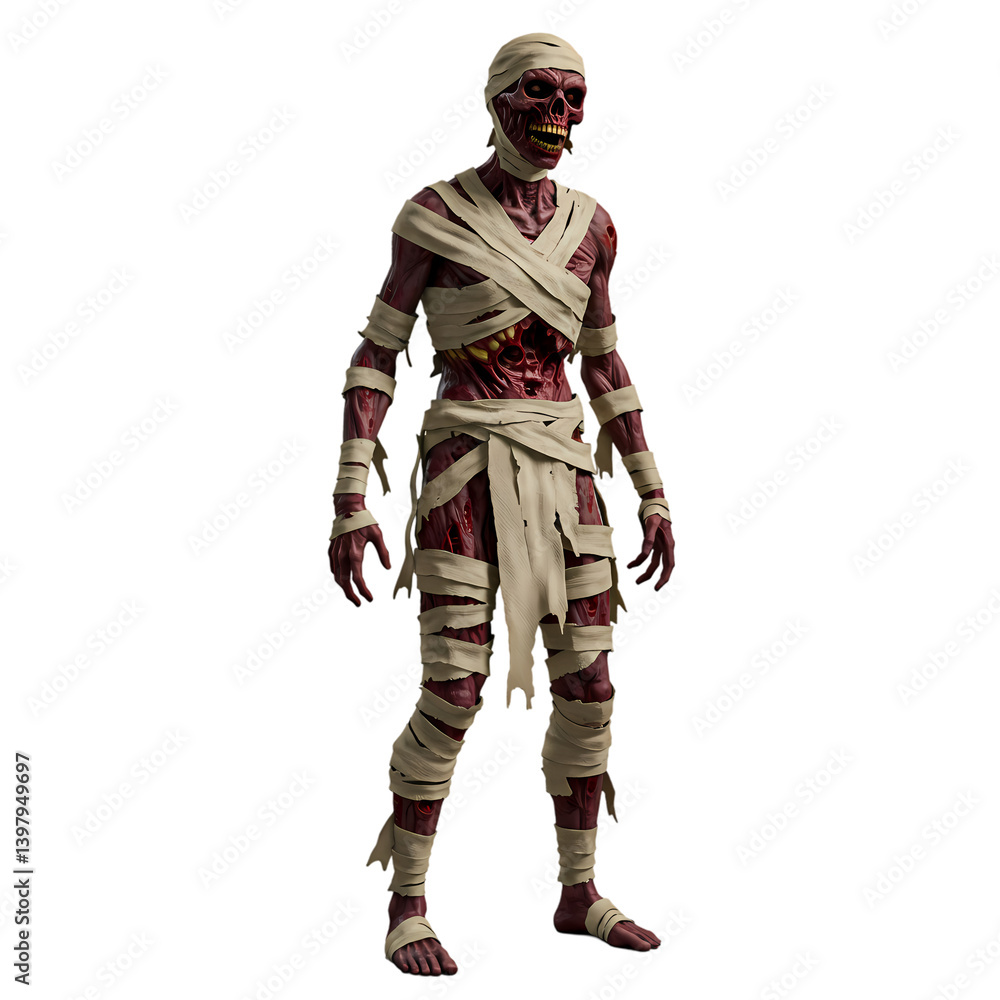 Horrific Mummy 3D Render on transparent background Horrific Mummy 3D Render on transparent background