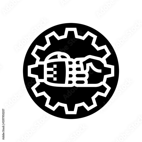 human robot collaboration industry 5 glyph icon vector illustration
